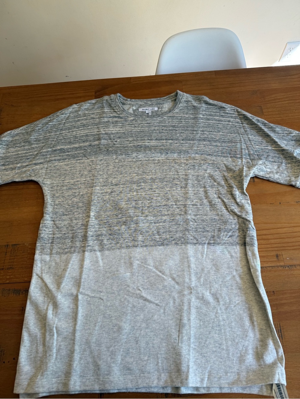 Helmut Lang Two-Tone Heather Gray Short Sleeve Terry Tee